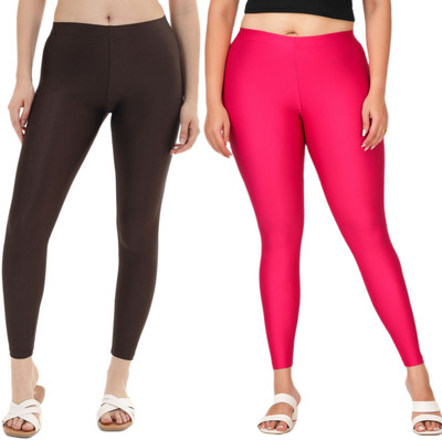 LoveiT Ankle Length Western Wear Legging(Brown, Pink, Solid)