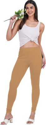 KRAZY KOLORS Churidar  Ethnic Wear Legging(Beige, Solid)