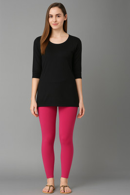 Dollar Missy Ankle Length  Ethnic Wear Legging(Pink, Solid)