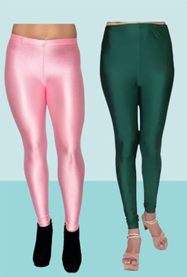 N S TREND Churidar Length Western Wear Legging(Pink, Red, Solid)