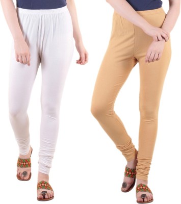 DIAZ Ankle Length Ethnic Wear Legging(White, Beige, Solid)