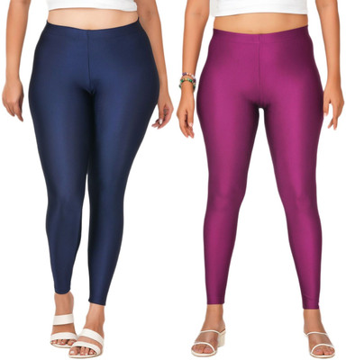 LoveiT Ankle Length Western Wear Legging(Dark Blue, Purple, Solid)