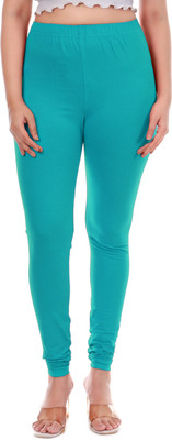 tpf Churidar Length Western Wear Legging(Green, Solid)