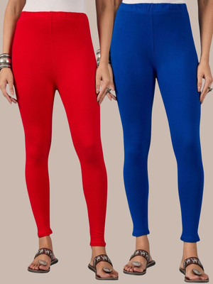 QIOA Ankle Length Western Wear Legging(Blue, Red, Solid)