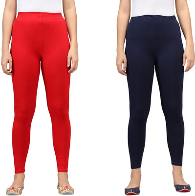 thread plus Ankle Length  Ethnic Wear Legging(Red, Dark Blue, Solid)