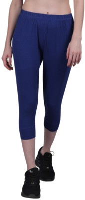 Soultrenz 3/4th/Calf Length Western Wear Legging(Blue, Solid)