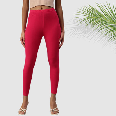 Elora Ankle Length  Western Wear Legging(Pink, Solid)