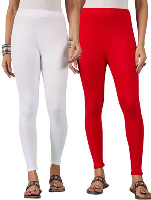 DIMPY GARMENTS Ankle Length Western Wear Legging(Red, White, Solid)