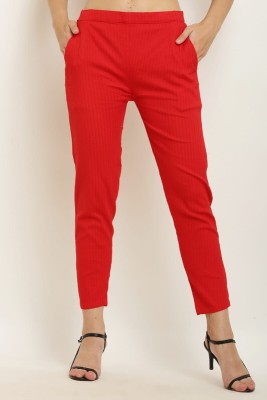 PRINCE.X Slim Fit Women Red Trousers