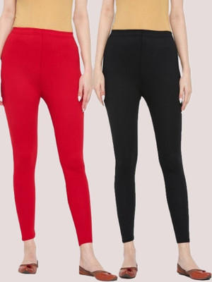 Belle Volly Ankle Length Ethnic Wear Legging(Red, Black, Solid)