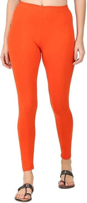 AJ Hosiery Ankle Length Western Wear Legging(Orange, Solid)