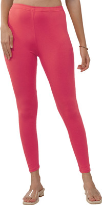 Lyra Ankle Length  Western Wear Legging(Pink, Solid)