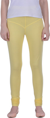 Dollar Missy Churidar  Ethnic Wear Legging(Yellow, Solid)