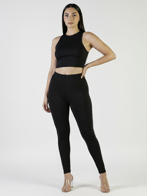 Plus Size Ankle Length  Ethnic Wear Legging(Black, Solid)