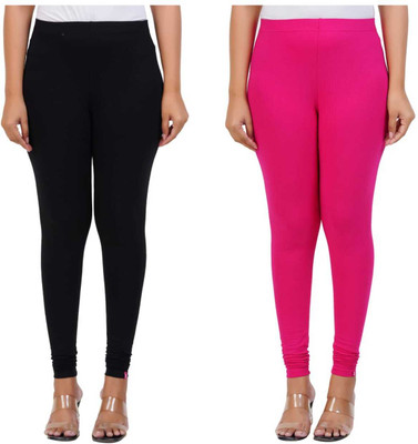 Lovely Bliss Churidar  Western Wear Legging(Black, Pink, Solid)