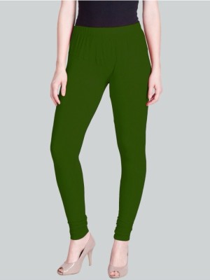 zmz Churidar Length Ethnic Wear Legging(Dark Green, Solid)