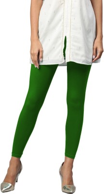 Kapok Gold Ankle Length  Ethnic Wear Legging(Green, Solid)