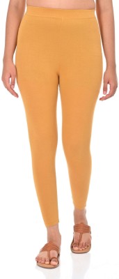 Aviska Ankle Length  Ethnic Wear Legging(Yellow, Solid)