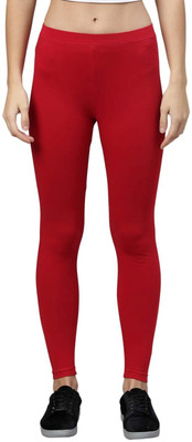 ZAYANQA Ankle Length  Western Wear Legging(Red, Solid)
