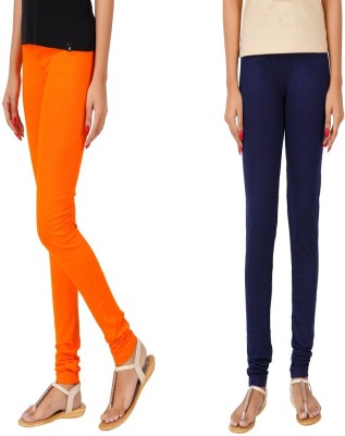 PVR ENTERPRISES Churidar Length Western Wear Legging(Orange, Solid)