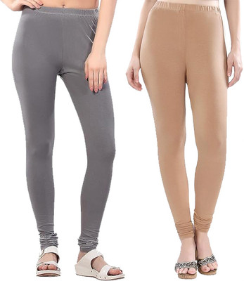 LOVO Churidar  Ethnic Wear Legging(Grey, Beige, Solid)