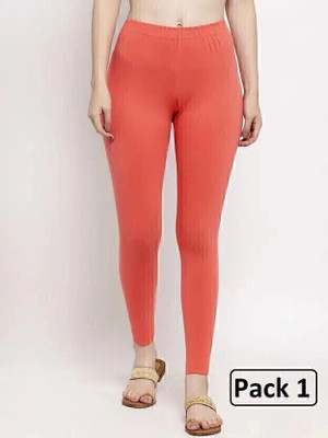 Moksh Ankle Length Western Wear Legging(Orange, Solid)