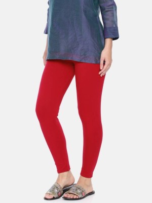 KriSo Churidar Length Western Wear Legging(Red, Solid)