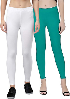 Rocksy Ankle Length Western Wear Legging(White, Dark Green, Solid)