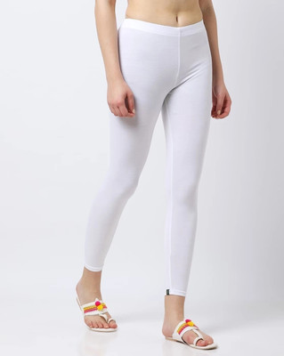 rizim Ankle Length Western Wear Legging(White, Solid)