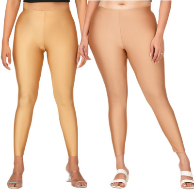 LoveiT Ankle Length Western Wear Legging(Gold, Brown, Solid)