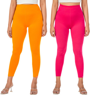LoveiT Ankle Length Western Wear Legging(Yellow, Pink, Solid)