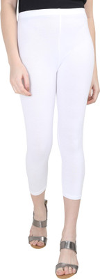 INDIJOY 3/4th/Calf Length Ethnic Wear Legging(White, Solid)
