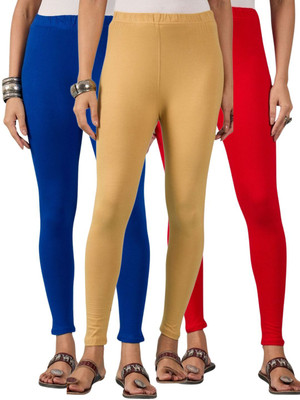 DIMPY GARMENTS Ankle Length Western Wear Legging(Blue, Red, Beige, Solid)