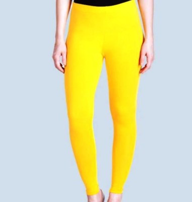 Lyra womens wear Ankle Length  Western Wear Legging(Yellow, Solid)