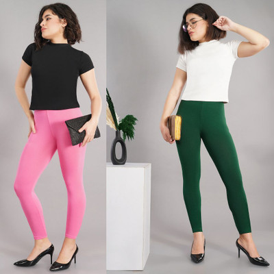 Shsuvia Ankle Length Western Wear Legging(Green, Pink, Solid)