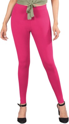 INDIAN FLOWER Ankle Length Western Wear Legging(Pink, Solid)