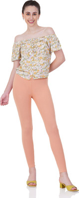 INDIAN FLOWER Ankle Length  Western Wear Legging(Pink, Solid)