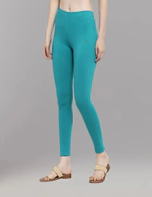 Moksh Ankle Length Western Wear Legging(Light Blue, Solid)
