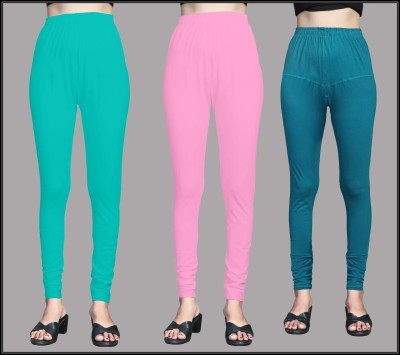 GN SPORTS Churidar  Western Wear Legging(Green, Pink, Green, Solid)