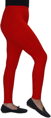 HM HUBB Ankle Length Western Wear Legging(Red, Solid)