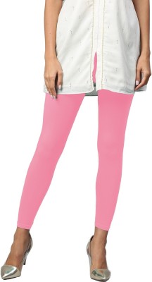 Kapok Gold Ankle Length  Ethnic Wear Legging(Pink, Solid)