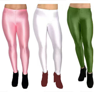 AarifGarment Churidar  Western Wear Legging(Pink, White, Green, Solid)