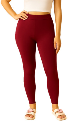 Oviya Fashions Ankle Length Western Wear Legging(Maroon, Solid)
