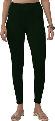 Lyra Ankle Length  Western Wear Legging(Dark Green, Solid)