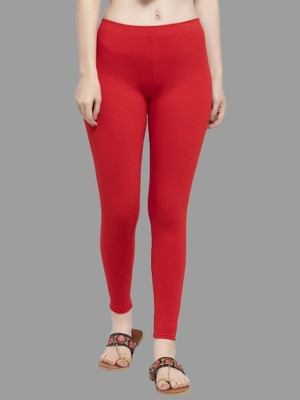Trend Level Ankle Length Western Wear Legging(Red, Solid)