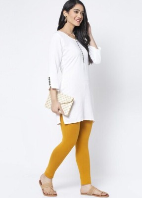 BLUELOCK Ankle Length Western Wear Legging(Yellow, Solid)