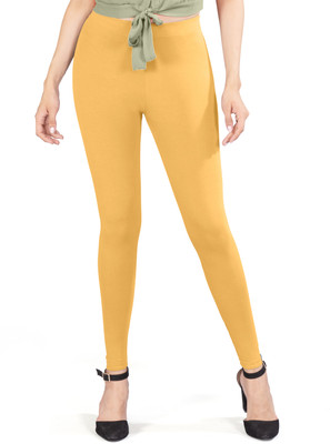 INDIAN FLOWER Ankle Length Western Wear Legging(Beige, Solid)