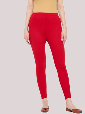 Belle Volly Ankle Length Ethnic Wear Legging(Red, Solid)