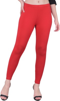 Comfort Lady Ankle Length  Ethnic Wear Legging(Red, Solid)