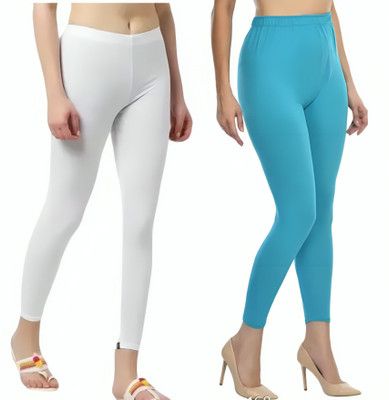 Fashionava Ankle Length  Western Wear Legging(White, Blue, Solid)